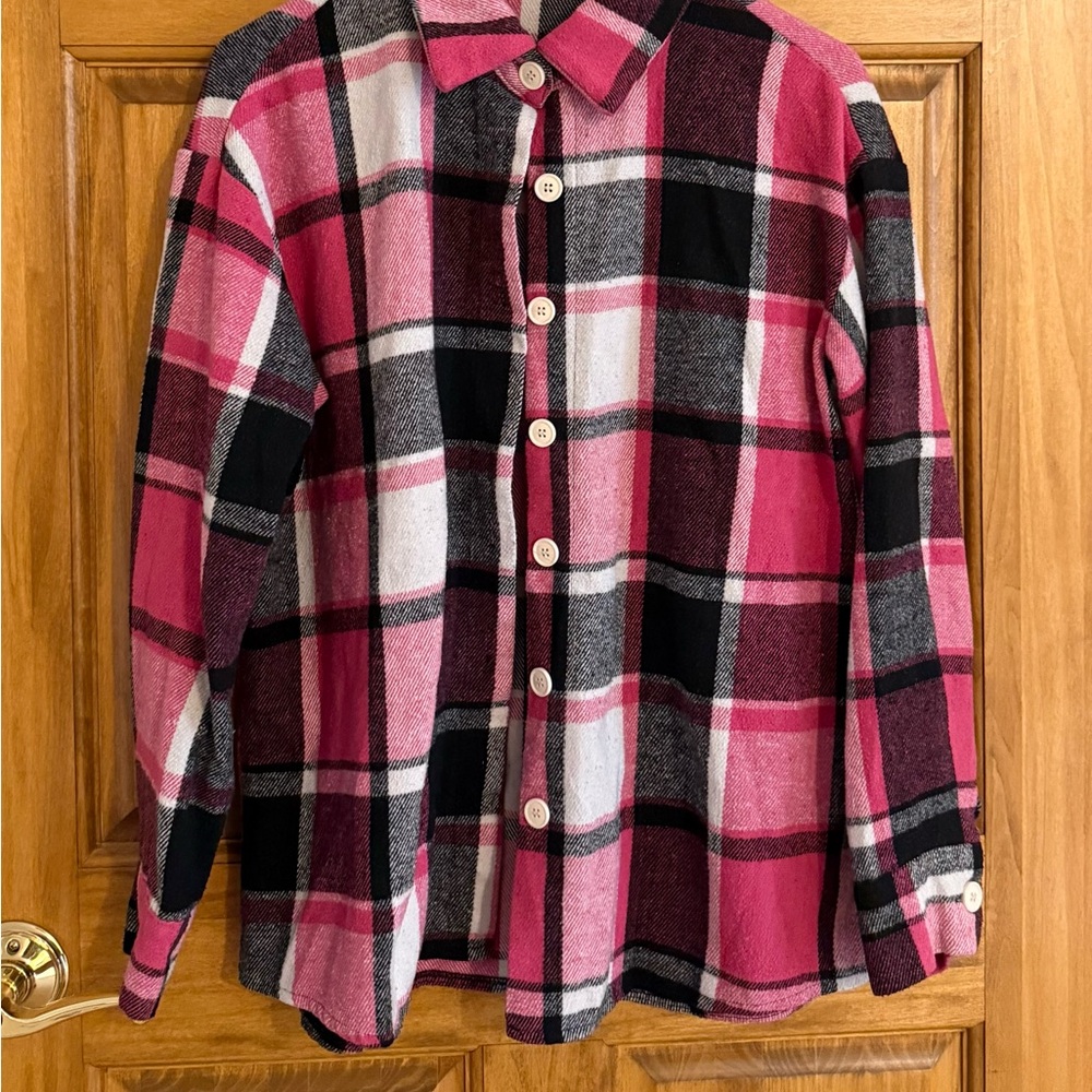 Plaid Kids Shirt - Pink and Black